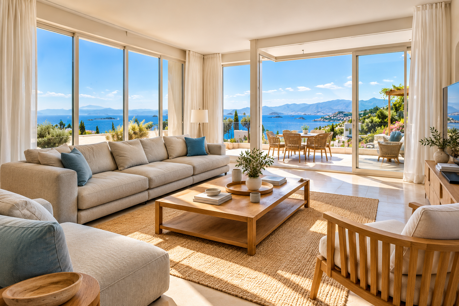 Kuşadası Marina Karşısında Panoramik Deniz Manzaralı Daire